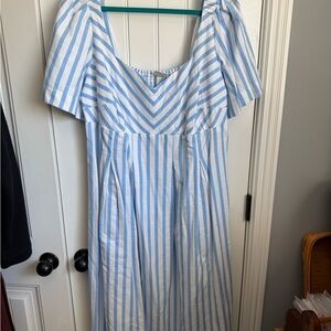 A New Day Light Blue and White Striped Sundress